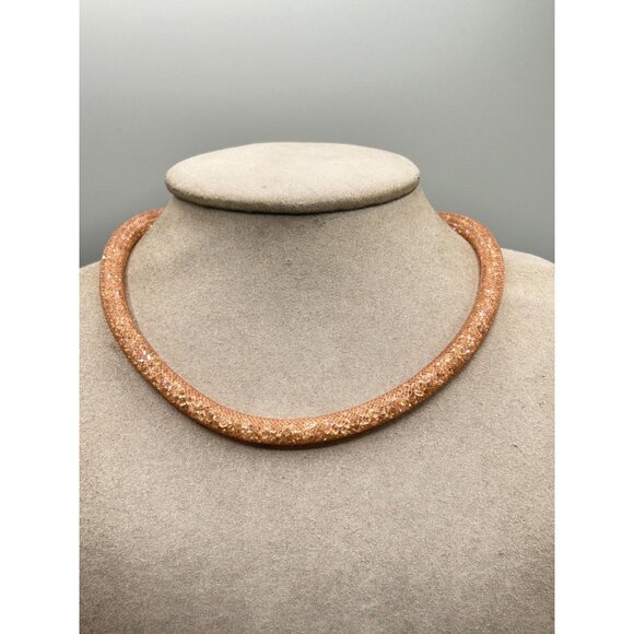 Swarovski Stardust Rose Double Wrap Bracelet Gold Tone Closure Tubular Design - Picture 4 of 7